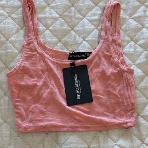 PrettyLittleThing Blush Pink Textured Crop Top